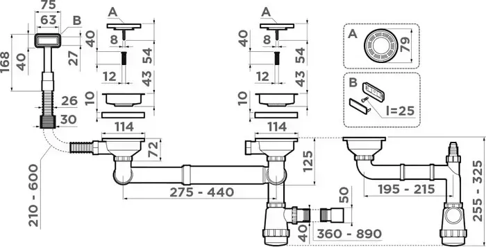 Сифон для кухонной мойки OMOIKIRI WK-1.5 IN нержавеющая сталь (4956485)