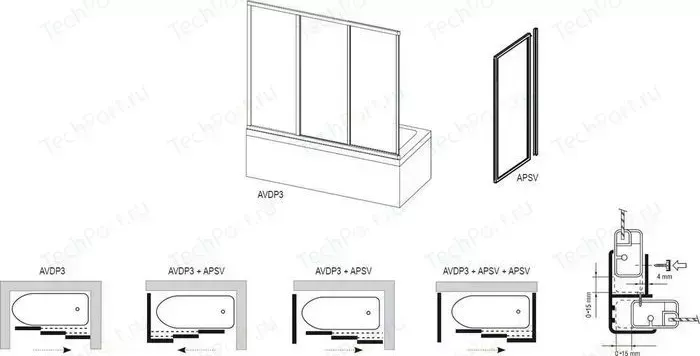 Боковая стенка RAVAK Apsv-70 70х137 см рейн (9501010241)