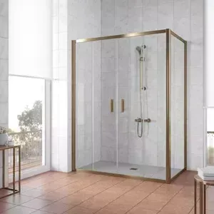 Душевой уголок Vegas Glass ZP+ZPV 160*70 05 01 профиль бронза, стекло прозрачное