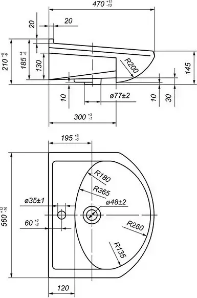 Раковина мебельная Mixline Оскольская керамика Арго 56х47 (4631111132586)