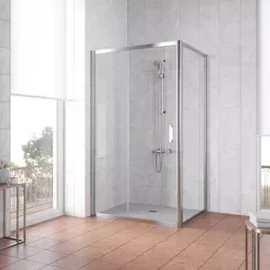 Душевой уголок Vegas Glass ZP+ZPV 120*100 08 01 профиль глянцевый хром, стекло прозрачное