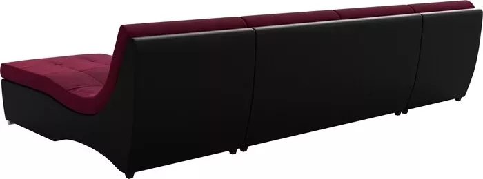 Фото №3 Диван АртМебель П-образный модульный Монреаль микровельвет бордовый экокожа черный