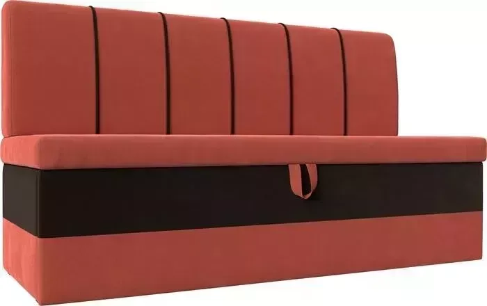 Кухонный диван Лига Диванов Энигма микровельвет коралловый\коричневый (112894)