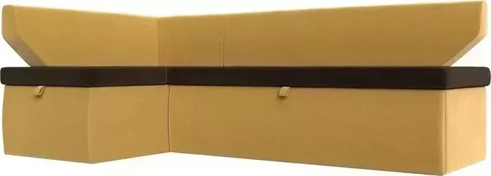Кухонный угловой диван Лига Диванов Омура микровельвет коричневый\желтый левый угол (113221L)