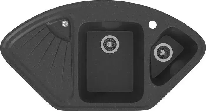 Мойка кухонная Gamma Stone GS-16-08 черный, с сифоном