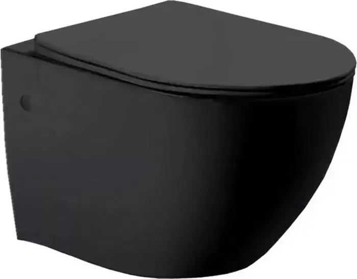 Унитаз подвесной Vincea Globo с тонким сиденьем микролифт, черный матовый (VT1-14MB)