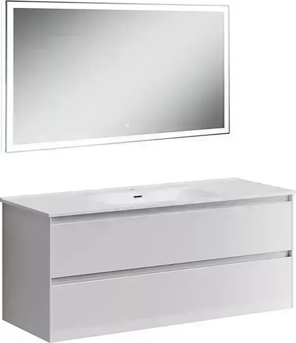 Мебель для ванной Sancos Cento 120 два ящика, двойная раковина, белый глянец