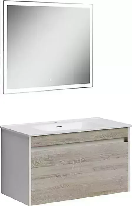 Мебель для ванной Sancos Smart 90 два ящика, дуб бардолино/белый