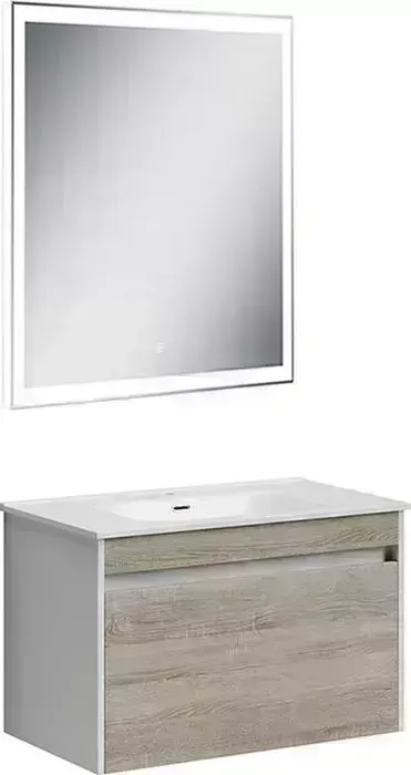 Мебель для ванной Sancos Smart 80 два ящика, дуб бардолино/белый