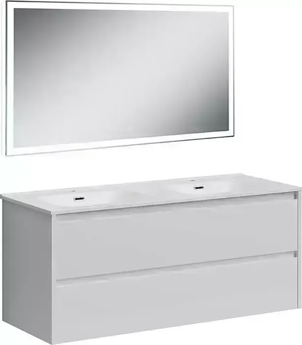 Мебель для ванной Sancos Libra 120 два ящика, двойная раковина, белый глянец