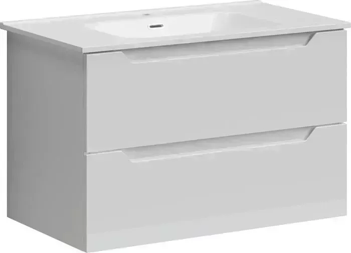 Тумба с раковиной Sancos с Norma 2.0 80 два ящика, белый глянец (NR2.080W, CN7005)