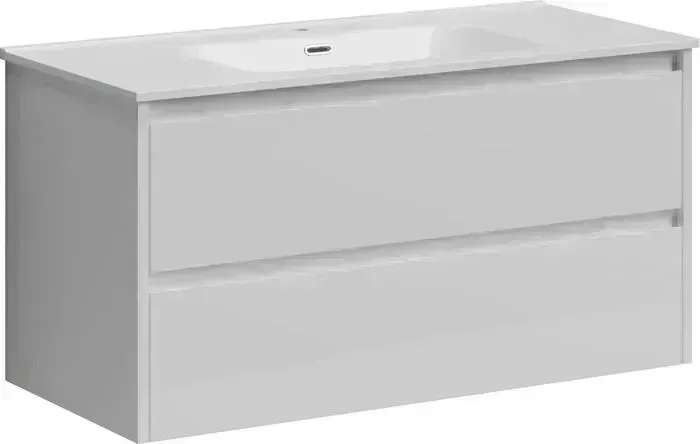 Тумба с раковиной Sancos с Libra 100 два ящика, белый глянец (LB100W, CN7003)
