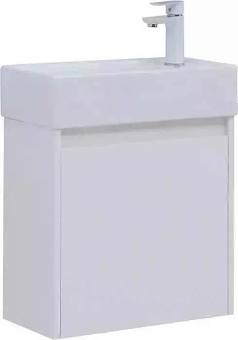 Тумба с раковиной AQUANET с Nova Lite 50 одна дверка, белый глянец (298853, 182338)