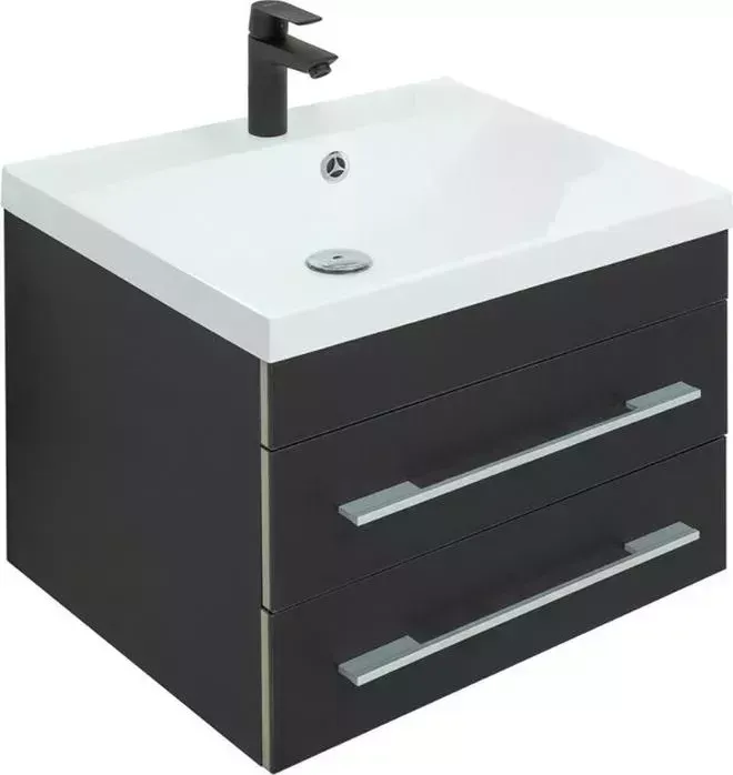 Тумба с раковиной AQUANET с Верона 58 черный матовый (272428, 281220)