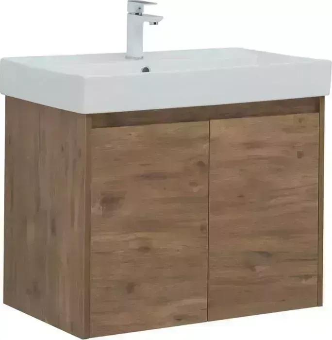 Тумба с раковиной AQUANET с Nova Lite 75 две дверки, дуб рустикальный (298852, 242338)