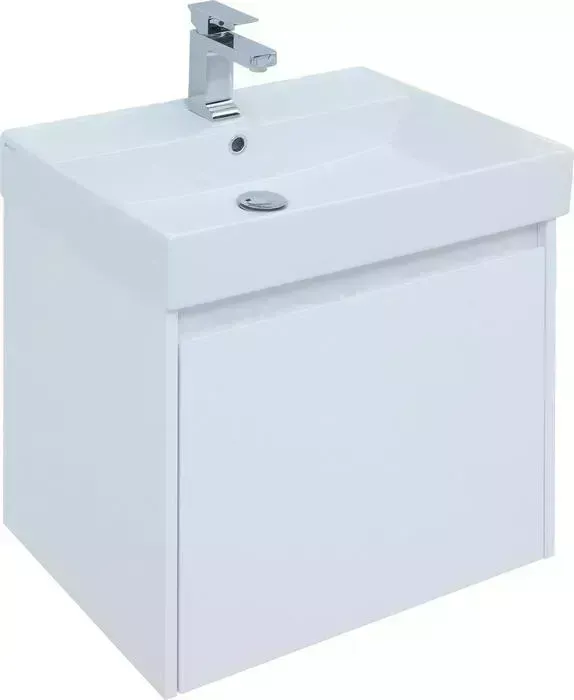 Тумба с раковиной AQUANET с Nova Lite 60 один ящик, белый глянец (242574, 242905)