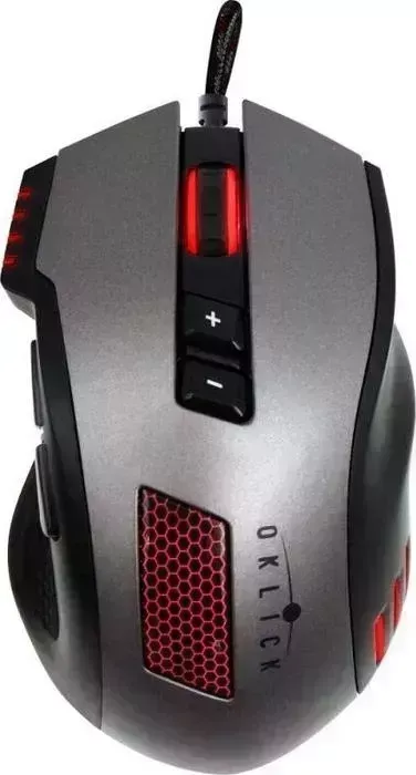 Мышь проводная OKLICK 805G V2 BEOWULF черный/серебристый оптическая (3200dpi) USB (8but) (393122)