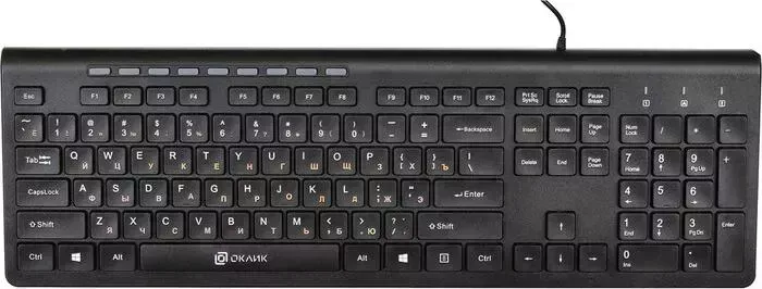 Клавиатура OKLICK 480M черный/черный USB slim Multimedia (1067196)