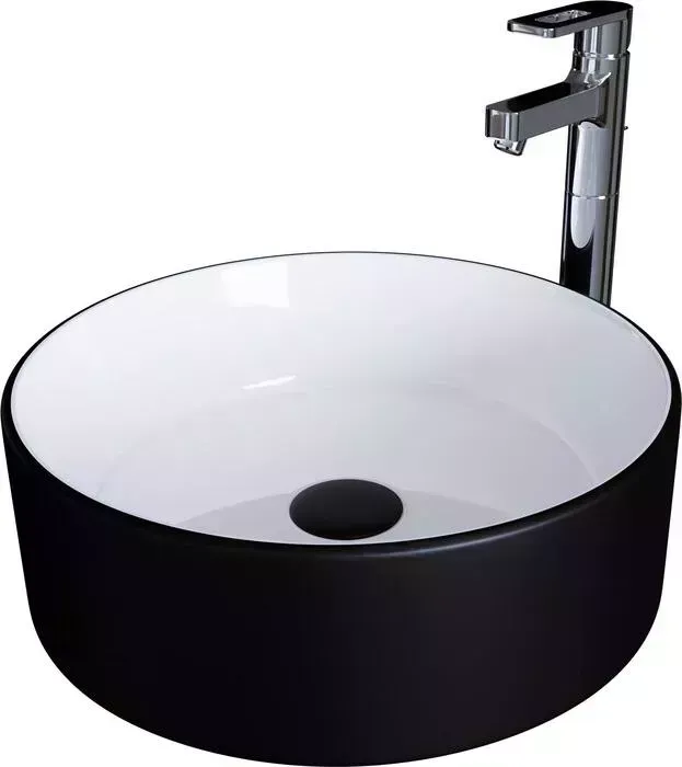 Раковина GROSSMAN -чаша GR-4040BW 36х36 черная/белая внутри