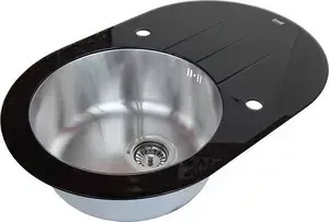 Мойка кухонная ZorG Inox Glass (GL-5077-OV-BLACK) черное стекло