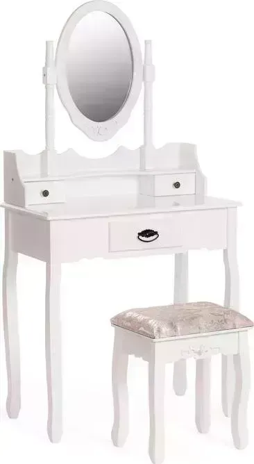Столик туалетный TetChair с зеркалом и табуретом Secret De Maison GAUDE (mod. TT-DT003) МДФ/павловния белый (white)
