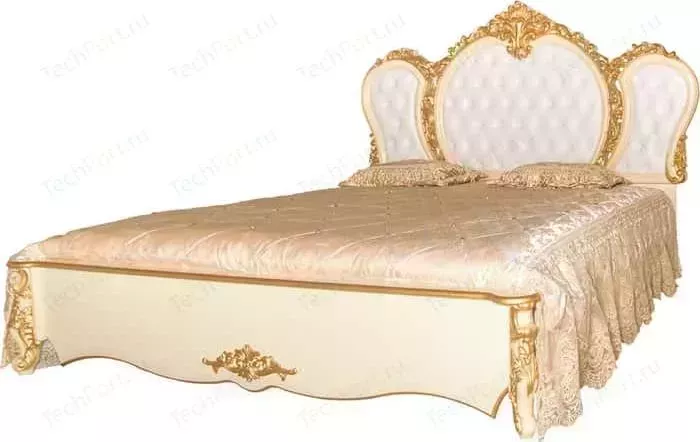 Кровать Мэри Дольче Вита СДВ-03 180 белый глянец с золотом 180х200 б/м, б/о