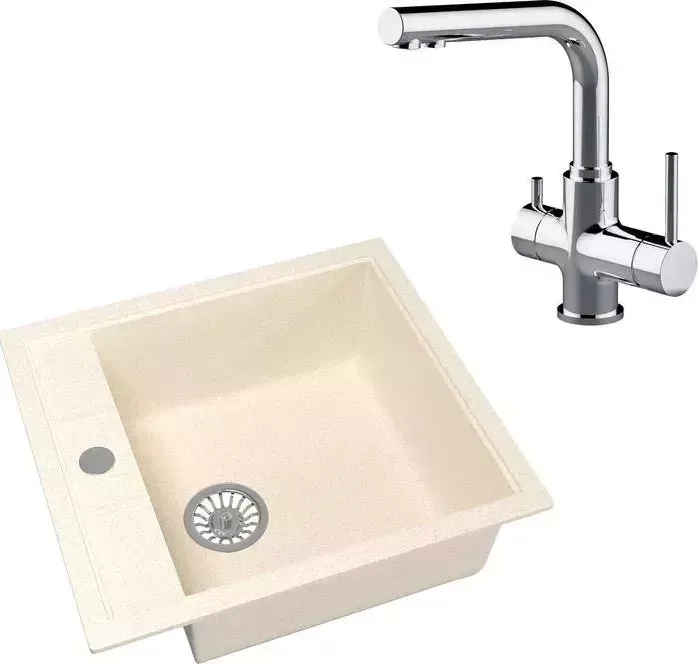 Мойка кухонная и смеситель Mixline и смеситель ML-GM28 бежевая 328 (4620031446507, LM3061C)