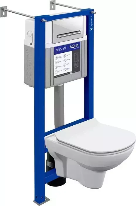 Унитаз подвесной CERSANIT Комплект а City CO DPL EO микролифт, с инсталляцией Aqua Smart M40 и белой клавишей Pilot (63485)