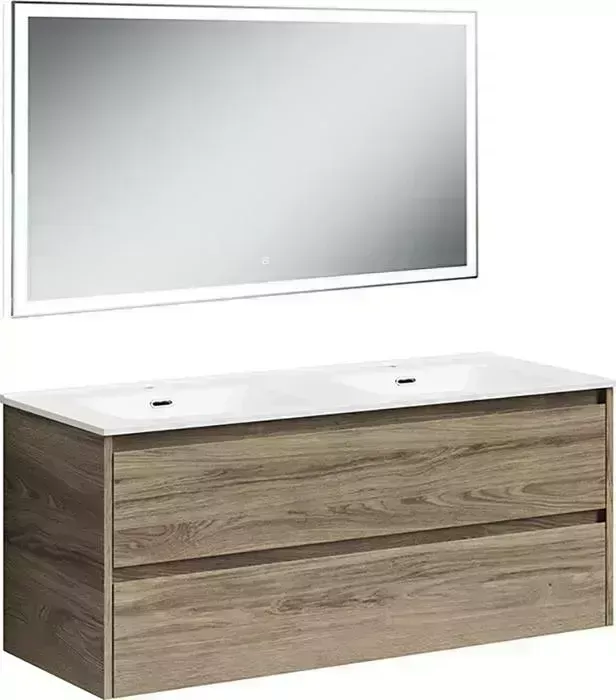 Мебель для ванной Sancos Libra 120 два ящика, двойная раковина, дуб чарльстон