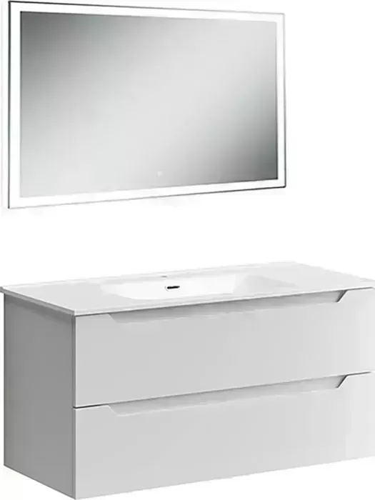 Мебель для ванной Sancos Norma 2.0 100 два ящика, белый глянец
