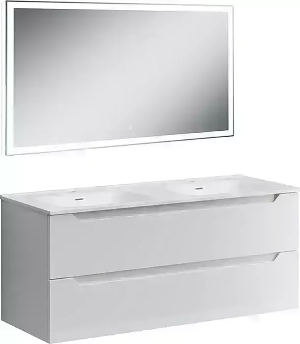 Мебель для ванной Sancos Norma 2.0 120 два ящика, двойная раковина, белый глянец