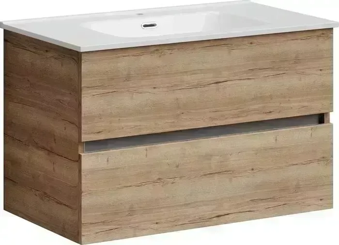 Тумба с раковиной Sancos с Urban 80 два ящика, дуб галифакс натуральный (UR80EG, CN7005)