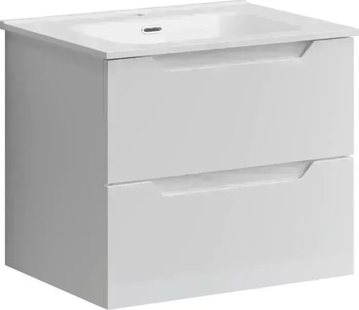 Тумба с раковиной Sancos с Norma 2.0 60 два ящика, белый глянец (NR2.060W, CN7001)