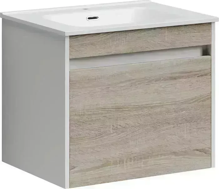 Тумба с раковиной Sancos с Smart 60 два ящика, дуб бардолино/белый (SM60E, CN7001)