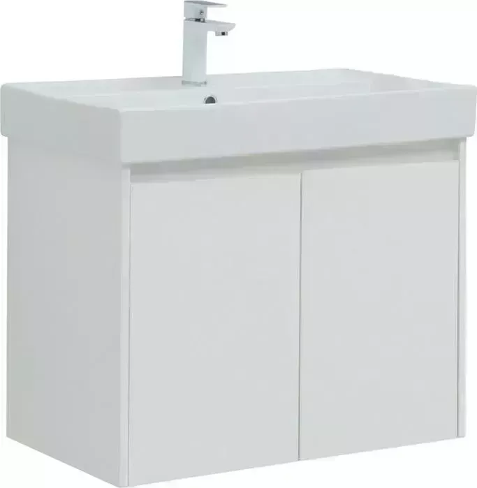 Тумба с раковиной AQUANET с Nova Lite 75 две дверки, белый глянец (298850, 242338)