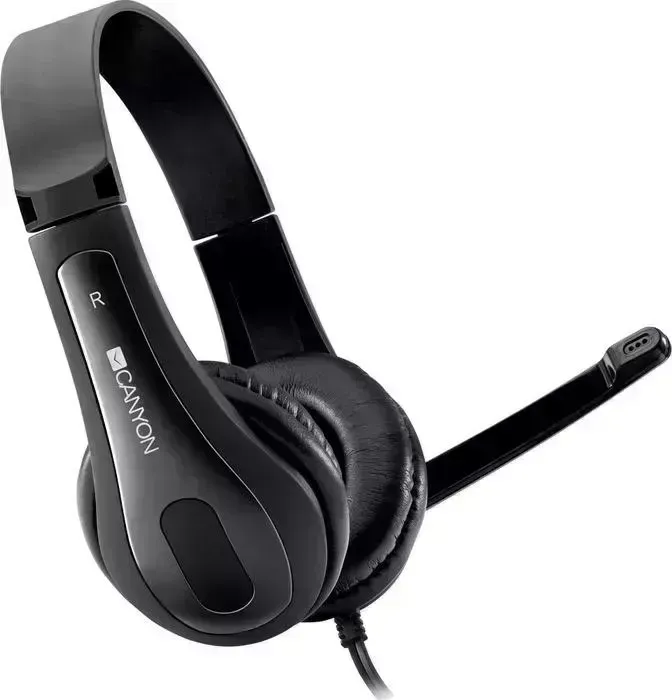 Гарнитура CANYON HSC-1 basic PC headset with microphone, combined 3.5mm plug, leather pads, Flat cable length 2.0m, 160*60*16 (CNS-CHSC1B)