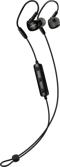 Наушники CANYON BTH-1 Bluetooth sport earphones with microphone, cable length 0.3m, 18*25*22mm, 0.028kg, Black (CNS-SBTHS1B)