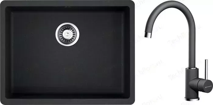 Мойка кухонная и смеситель OMOIKIRI и смеситель Kata 54-U BL черная (4993410, 4994106)