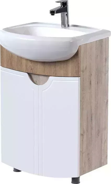 Тумба с раковиной Mixline с Крокус 60х30 белый/дуб кантри (4660226610061, 4631111132579)