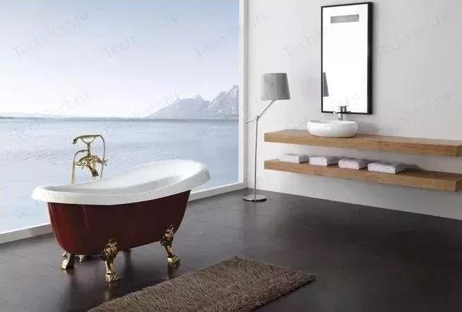 Акриловая ванна BELBANGO 170x80.5x81.5 см свободностоящая исполнение хром красный исполнение (BB04-ROS-CRM)