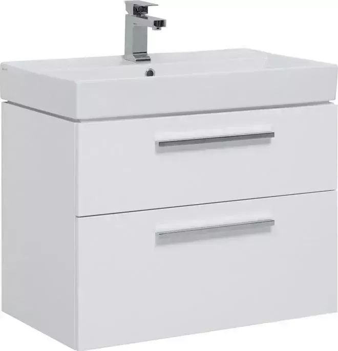 Тумба с раковиной AQUANET с Nova 75 2 ящика, белый глянец (242262, 242338, 243724)