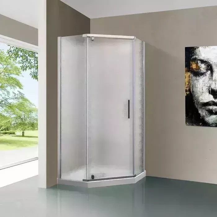 Душевой уголок Vincea Stresa VSP-1S 90x90 с поддоном, рифленый Шиншилла, хром