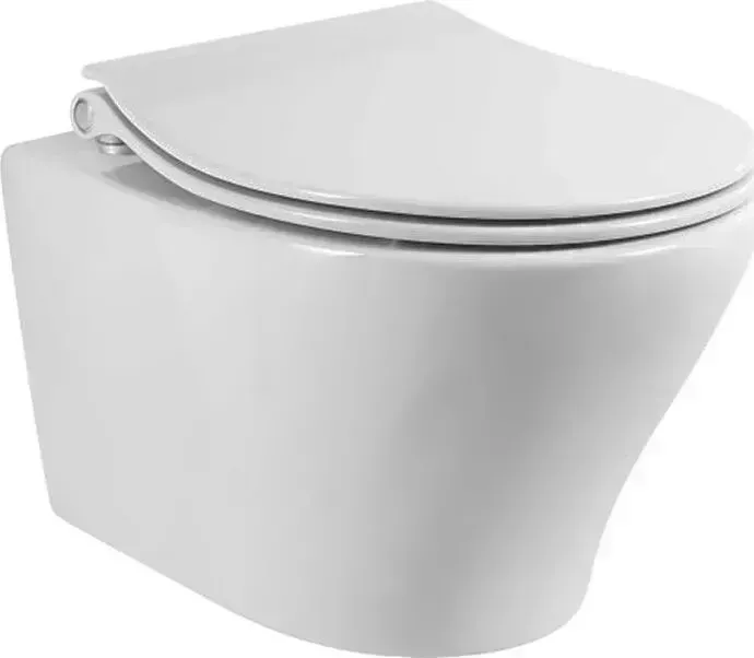 Унитаз подвесной BELBANGO Acqua тонкое сиденье с подсветкой и микролифтом (BB340CHR, BB216QSC)