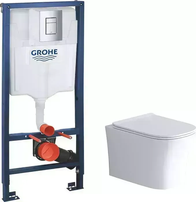Комплект унитаза с инсталляцией GROSSMAN Style с Grohe, сиденье микролифт (GR-4474S, 38772001)