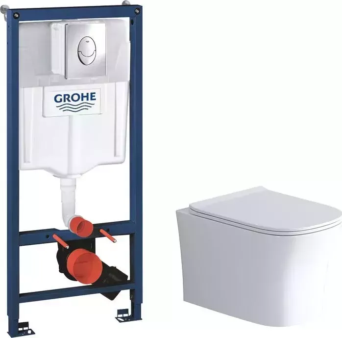 Комплект унитаза с инсталляцией GROSSMAN Style с Grohe, сиденье микролифт (GR-4474S, 38721001)