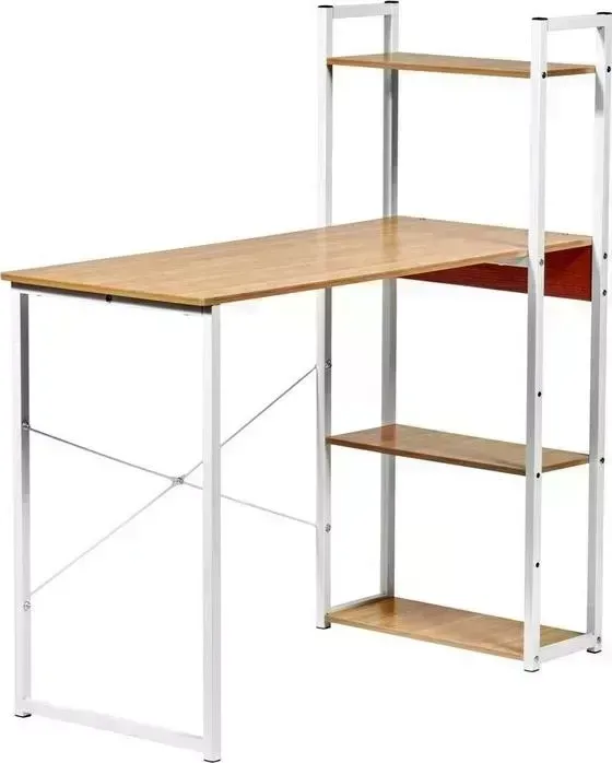Стол письменный Bradex Frame 100x45x110, с полками светлое дерево-белый (FR 0691)