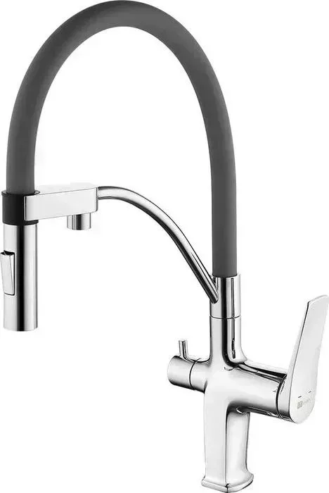 Смеситель для кухни LEMARK Comfort с гибким изливом, под фильтр, серый (LM3074C-Gray)