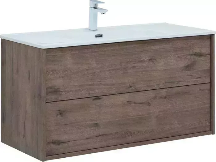 Тумба под раковину AQUANET Lino 100 Flat два ящика, дуб веллингтон (287545)