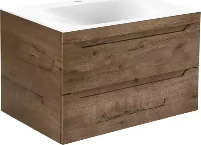 Тумба с раковиной Vincea с Fine 80х50 V.Oak (VMC-2F800VO, VCB-1F800W)