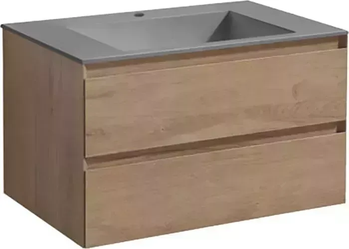 Тумба с раковиной Vincea с Luka 80х48 N.Oak, серая раковина (VMC-2L800NO, VCB-13800G)